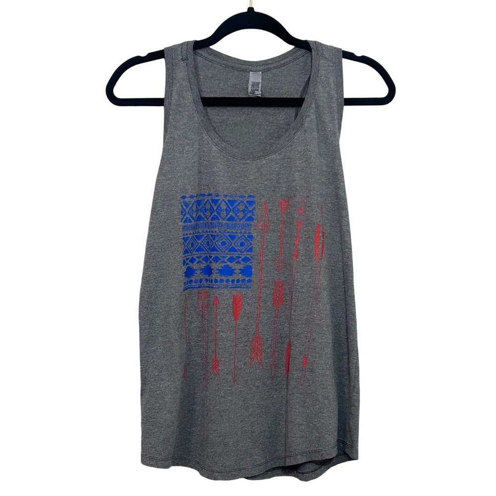 Gray Patriotic American Tank Top Womens Large Patriotic Arrow Graphic‎
